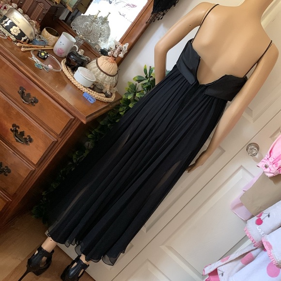 Vtg 60's black sheer chiffon full circle babydoll swing dress XS S - Picture 10 of 15